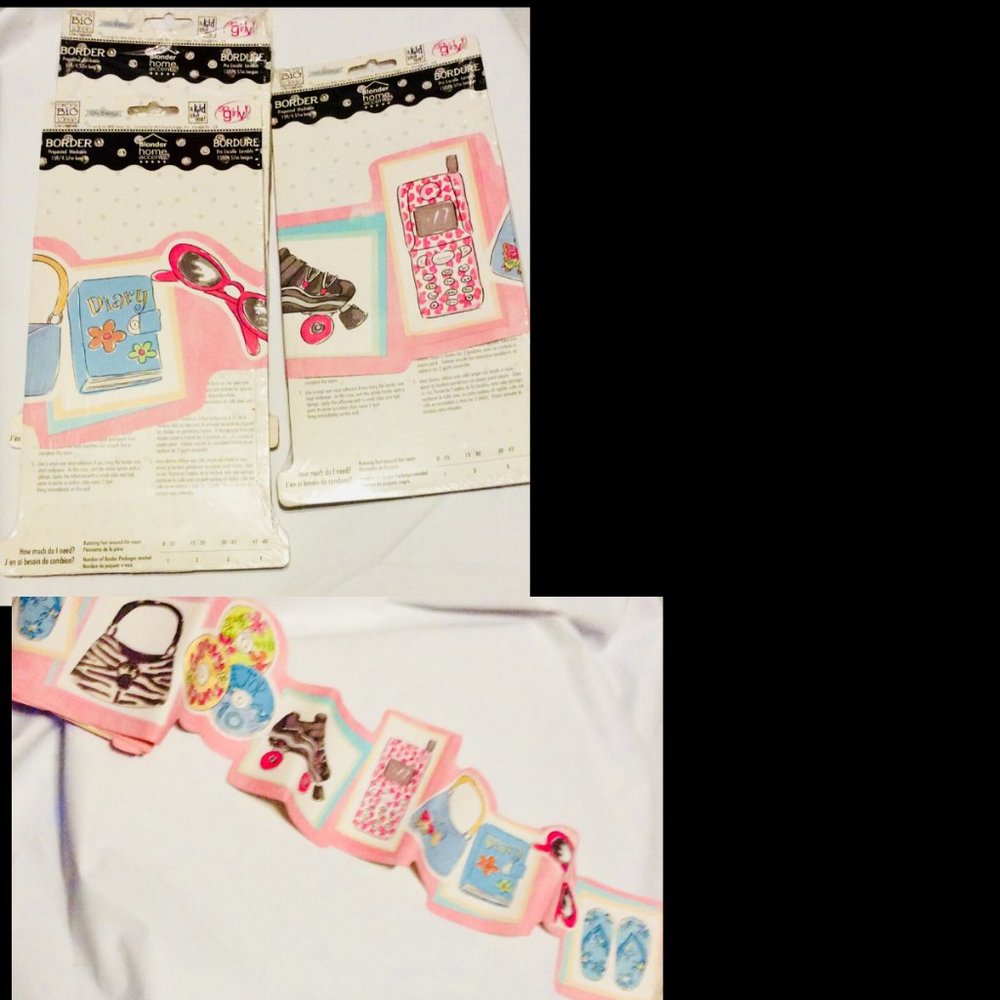 3 Packs So Girly Prepasted Washable Wall Border